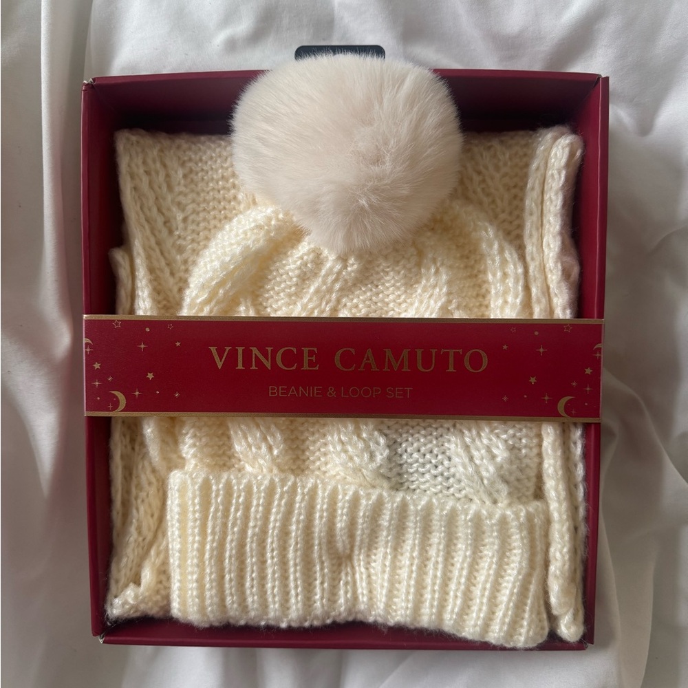 Vince Camuto Pom Beanie & Infinity Scarf Set